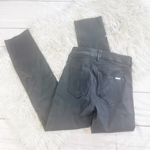 White House Black Market WHBM Genuine Black Leather Slim Ankle Pants Size 00 - Picture 6 of 9